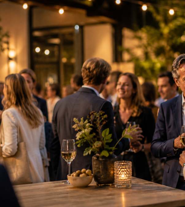 Zakelijke nazomerborrel met zachte verlichting